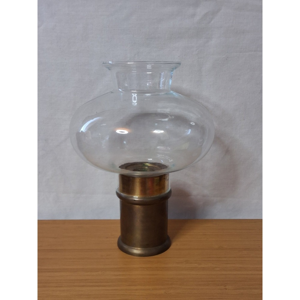 Vintage MCM Brass Pedestal‎ Hurricane Candle Holder (Fohl W. Germany?) GVC